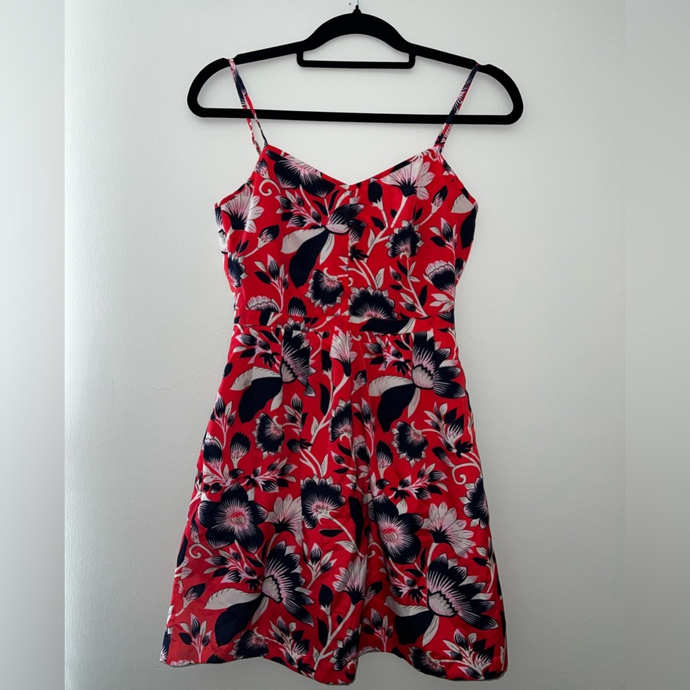 J. Crew Red Floral Dress